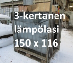 Lämpölasi / Ikkuna 3-kertainen lämpölasi 116 x 150 cm, erä 3 kpl, käytetty; Lohja