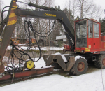 Kaivinkone Lokomo M133, paalutuspuomilla vm. 1985